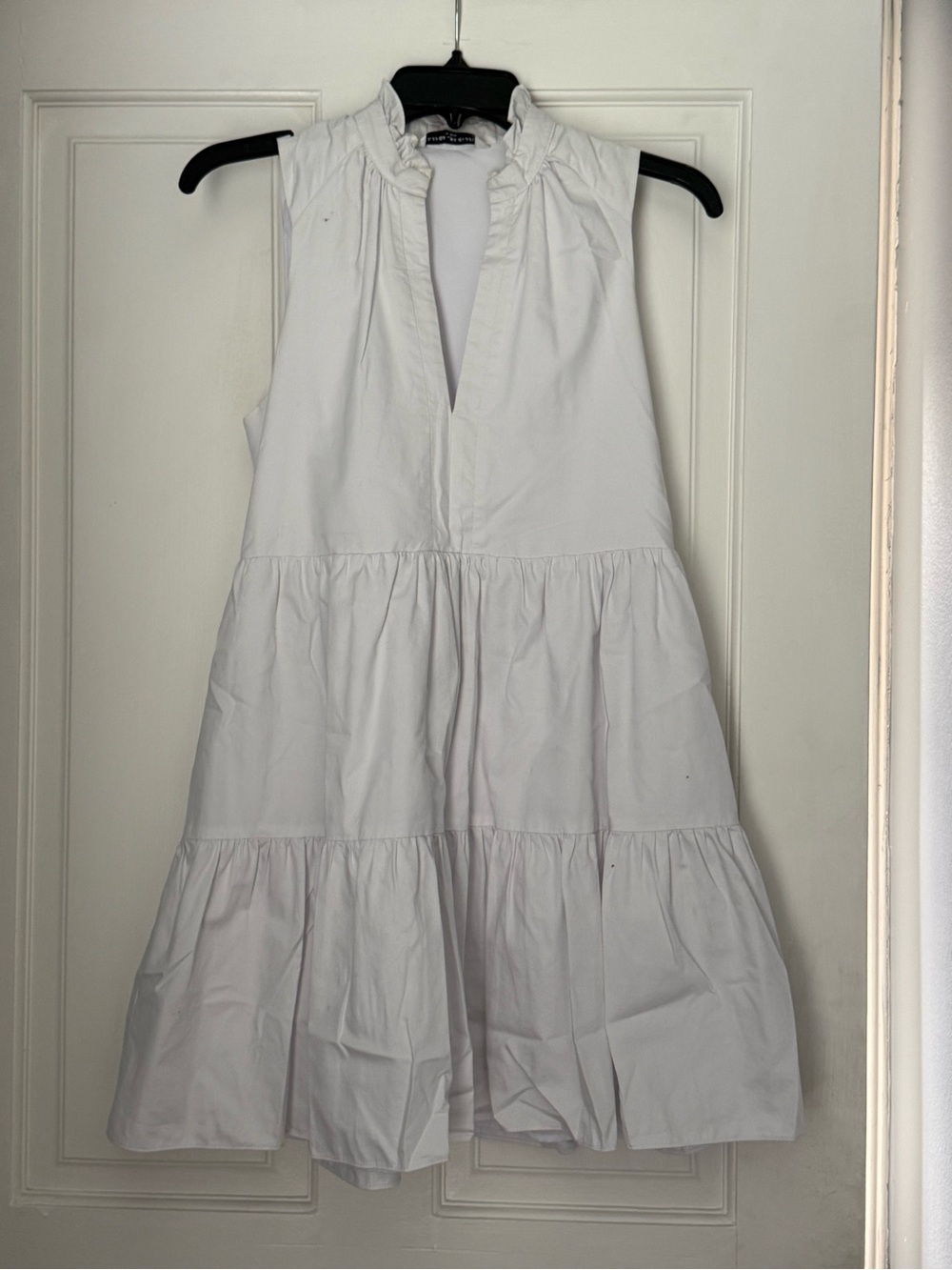 Amanda Uprichard White Sleeveless Tiered Ruffle-Neck Dress